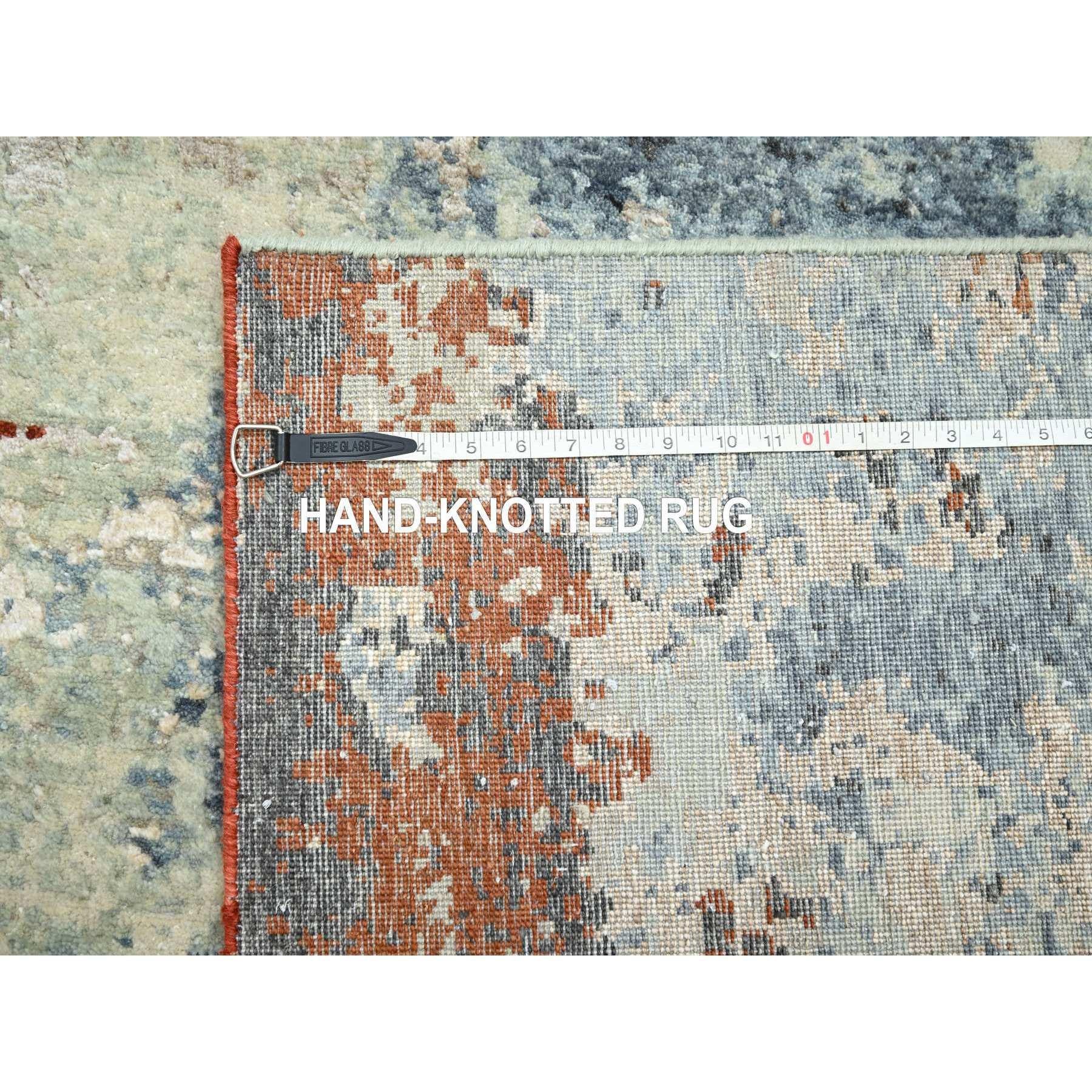 8'x10' Rust Red Abstract Galaxy Design Persian Knot All Wool Hand Knotted Rugs (Tappeto di lana annodato a mano) in vendita 3