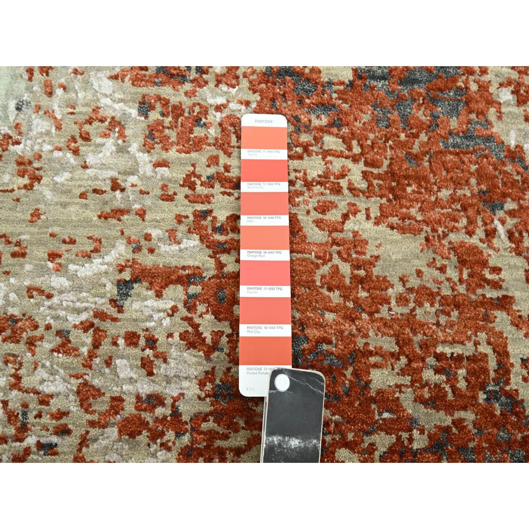 XXI secolo e contemporaneo 8'x10' Rust Red Abstract Galaxy Design Persian Knot All Wool Hand Knotted Rugs (Tappeto di lana annodato a mano) in vendita