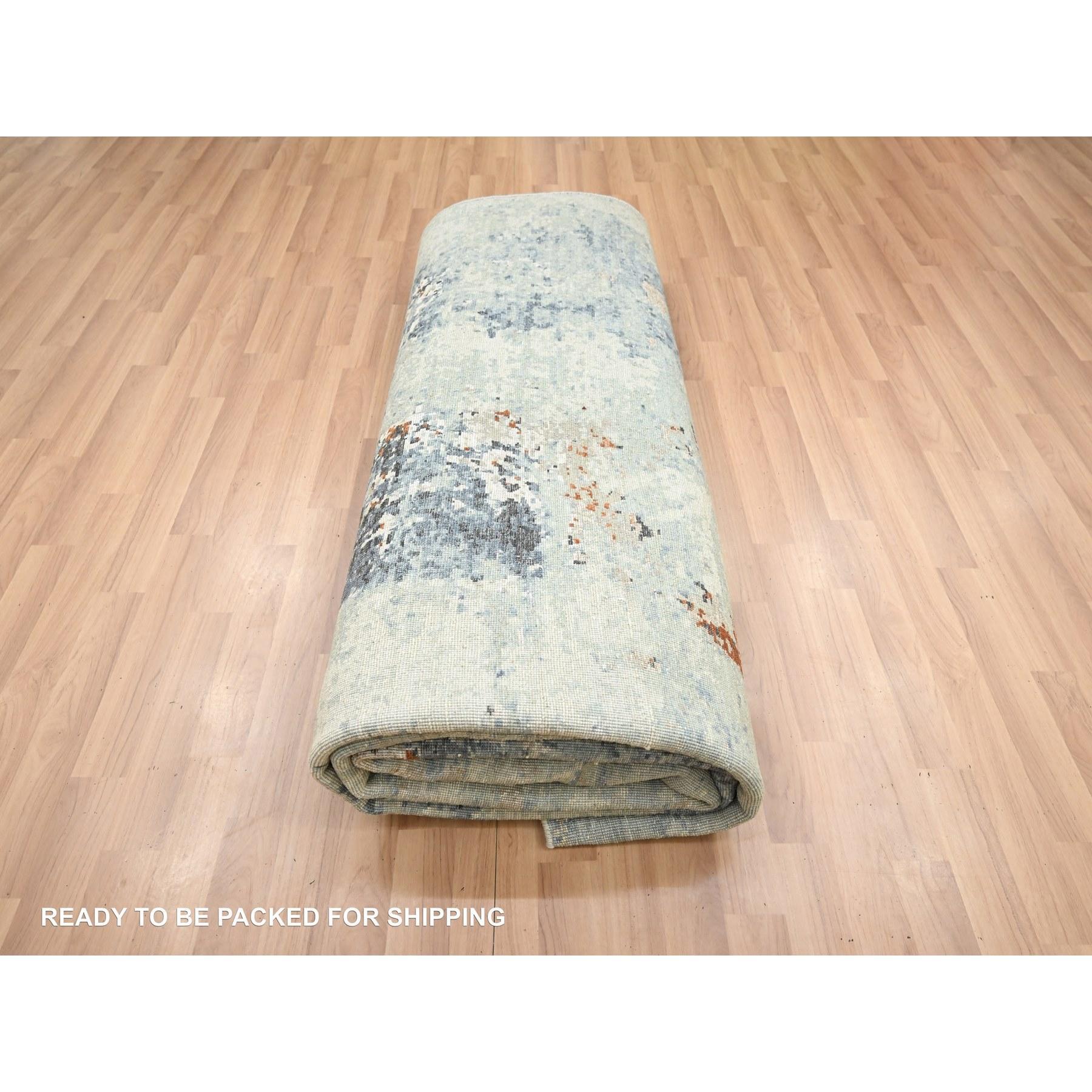 8'x10' Rust Red Abstract Galaxy Design Persian Knot All Wool Hand Knotted Rugs (Tappeto di lana annodato a mano) in vendita 1