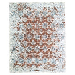 8
x10
 Rust Red Erased Rosettes Design Tone on Tone Hand Knotted Wool Rug