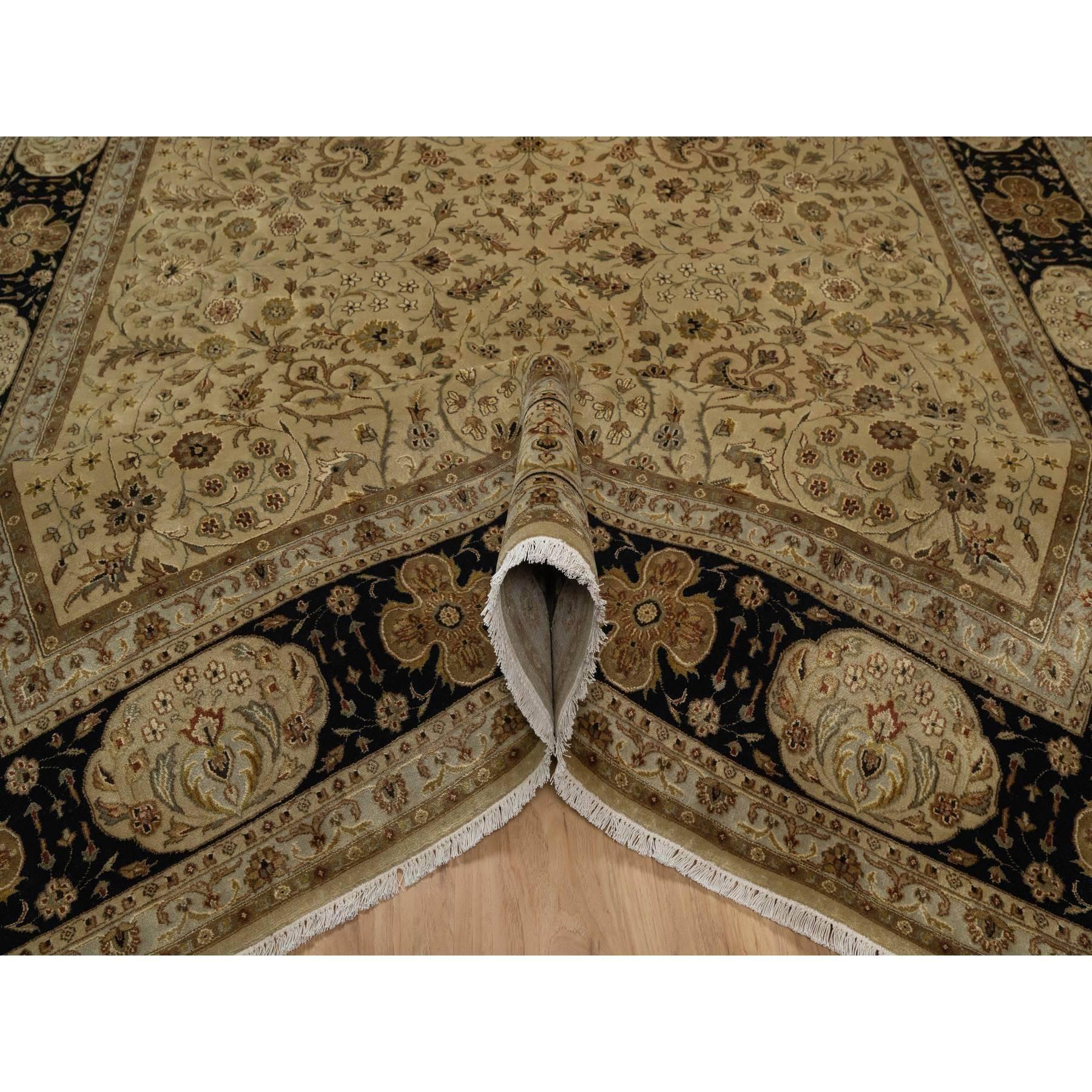 8'x10' Sand Braun Kashan Design Neuseeland Wolle mit Seide Handgeknüpft Teppich im Zustand „Neu“ im Angebot in Carlstadt, NJ