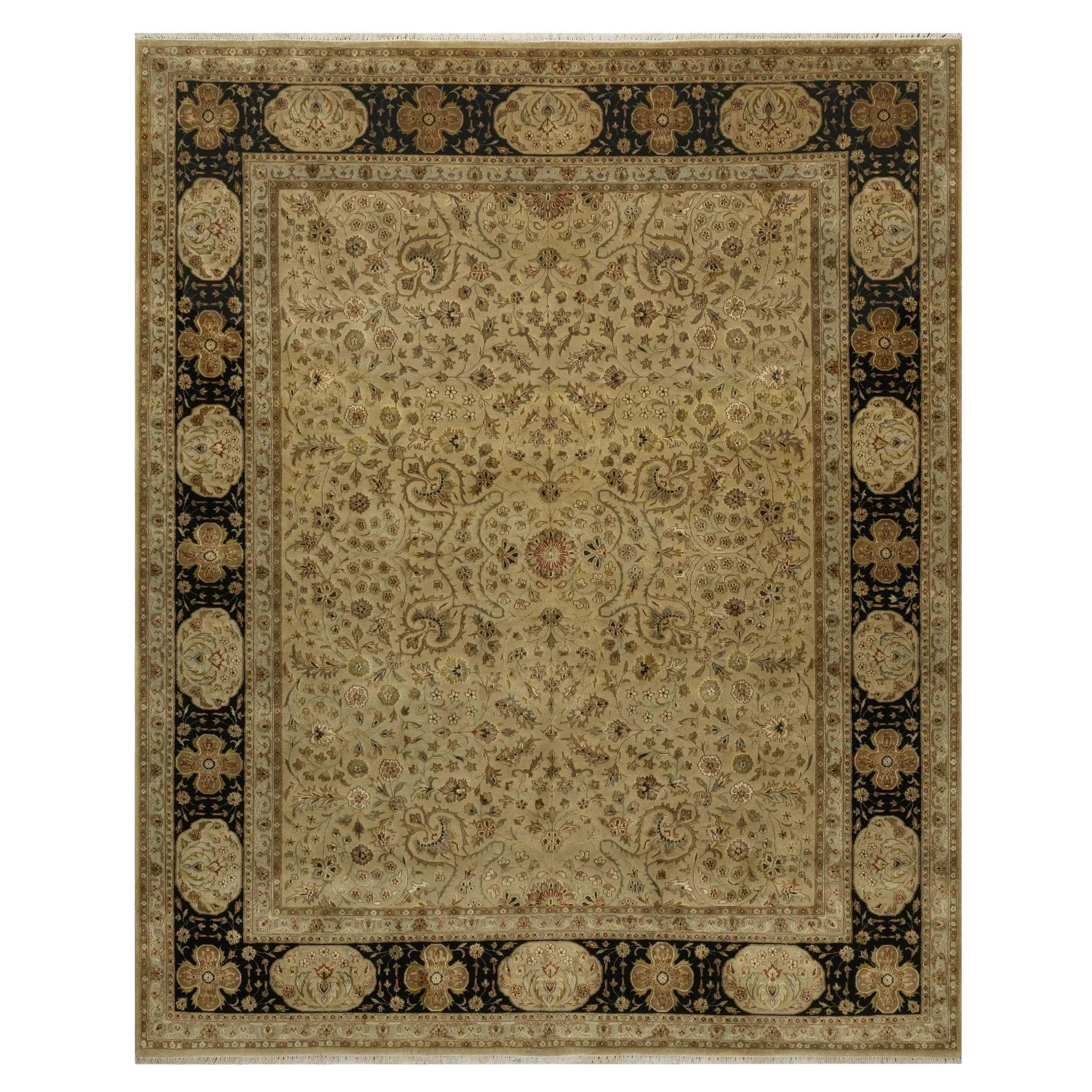 8
x10
Sand Braun Kashan Design Neuseeland Wolle mit Seide Handgeknüpft Teppich