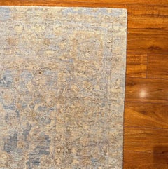 8'x10' Sarina Transitional Hand-Knotted Wool Area Rug in Soft Blue & Beige