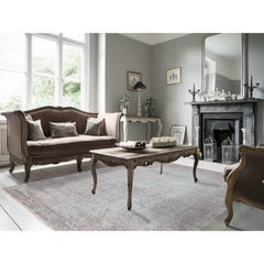 8'x10' Sea Foam Green Wool and Silk Hand Knotted Broken Persian Design Rug