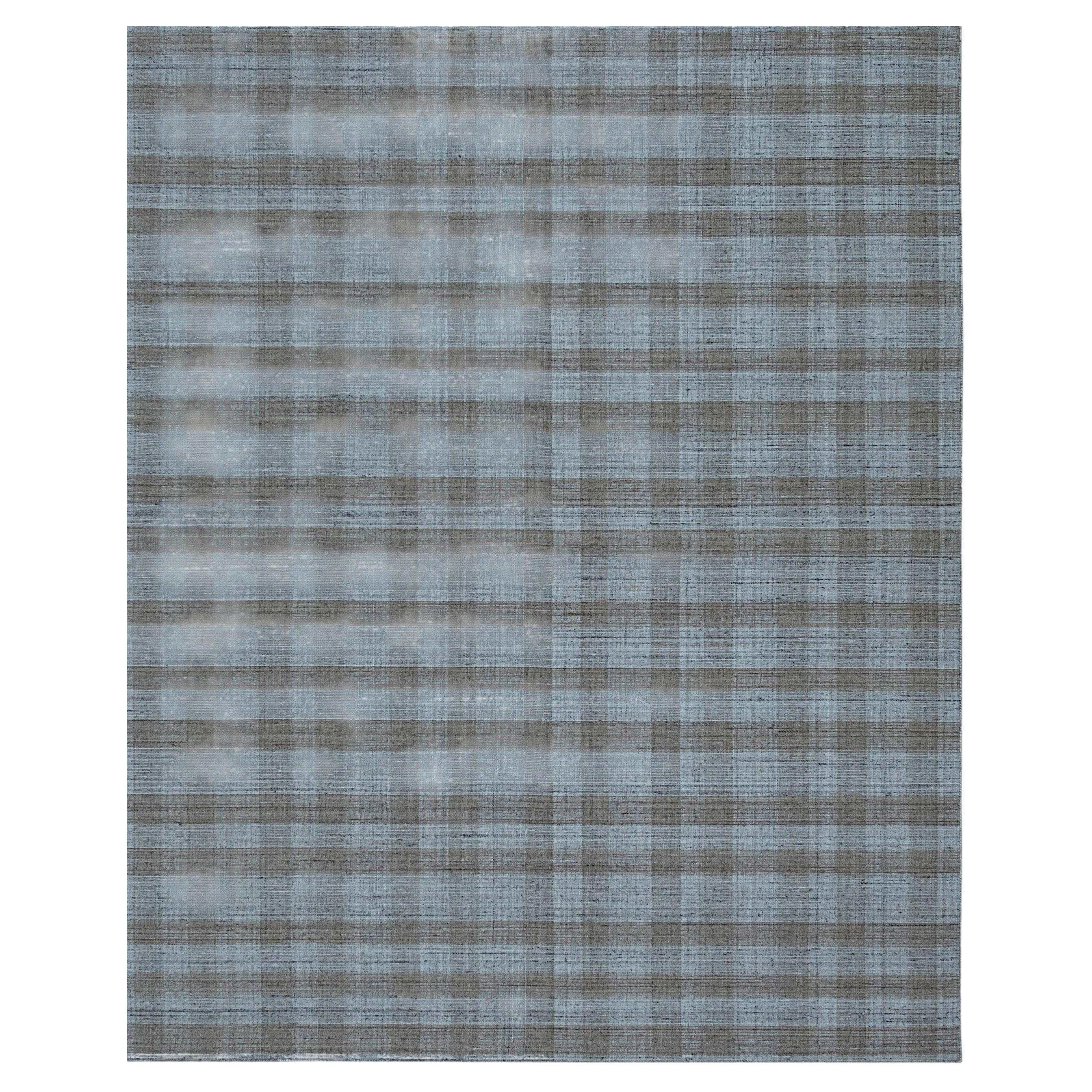 8x10 Serene Chloe Beige Geometric Modern Plaid Flatweave Wool Carpet Rug