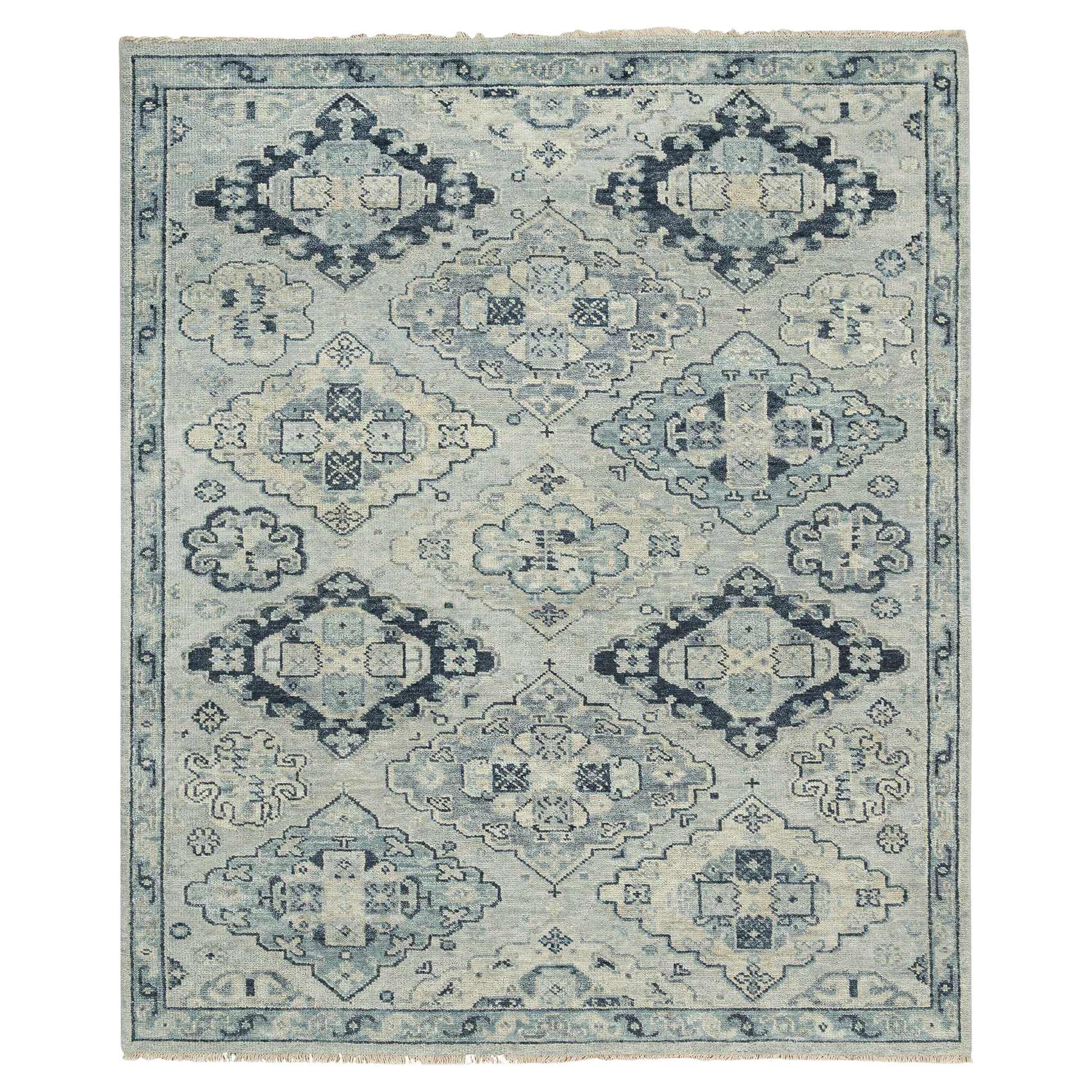 8'x10' Silver Gray Hand Knotted Anatolian Design Pure Wool Oriental Rug