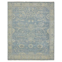 8
x10
 Bleu ciel 100% laine Sickle Leaf Design Rugs noués à la main