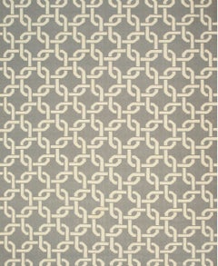 8x10 Sloane Cozy Grey Chain-Link Trellis Zeitgenössischer Flachgewebe-Teppichboden aus Wolle