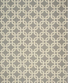 8x10 Sloane Cozy Grey Chain-Link Trellis Zeitgenössischer Flachgewebe-Teppichboden aus Wolle