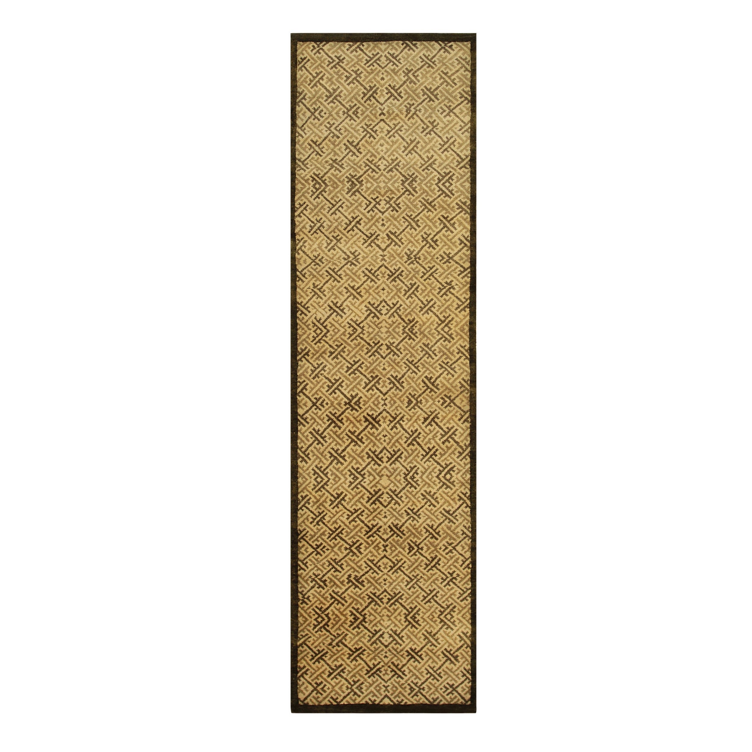 8x10 Sophisticated Nadia Beige Geometric Modern Hand Knotted Wool Carpet Rug