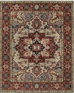 8x10 Sophisticated Radiant Ivory Floral Medallion Hand Knotted Wool Carpet Rug