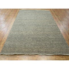 8'x10' Stone Gray Modern Grass Design Wool and Silk Hand Knotted Oriental Rug