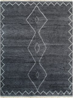 8x10 Talia Moroccan Charcoal Classic Diamond Modern Handknotted Wool Carpet Rug