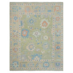 8x10 Teal Sage Bloom Serenity Oushak Floral Rug ( JC-8247 )