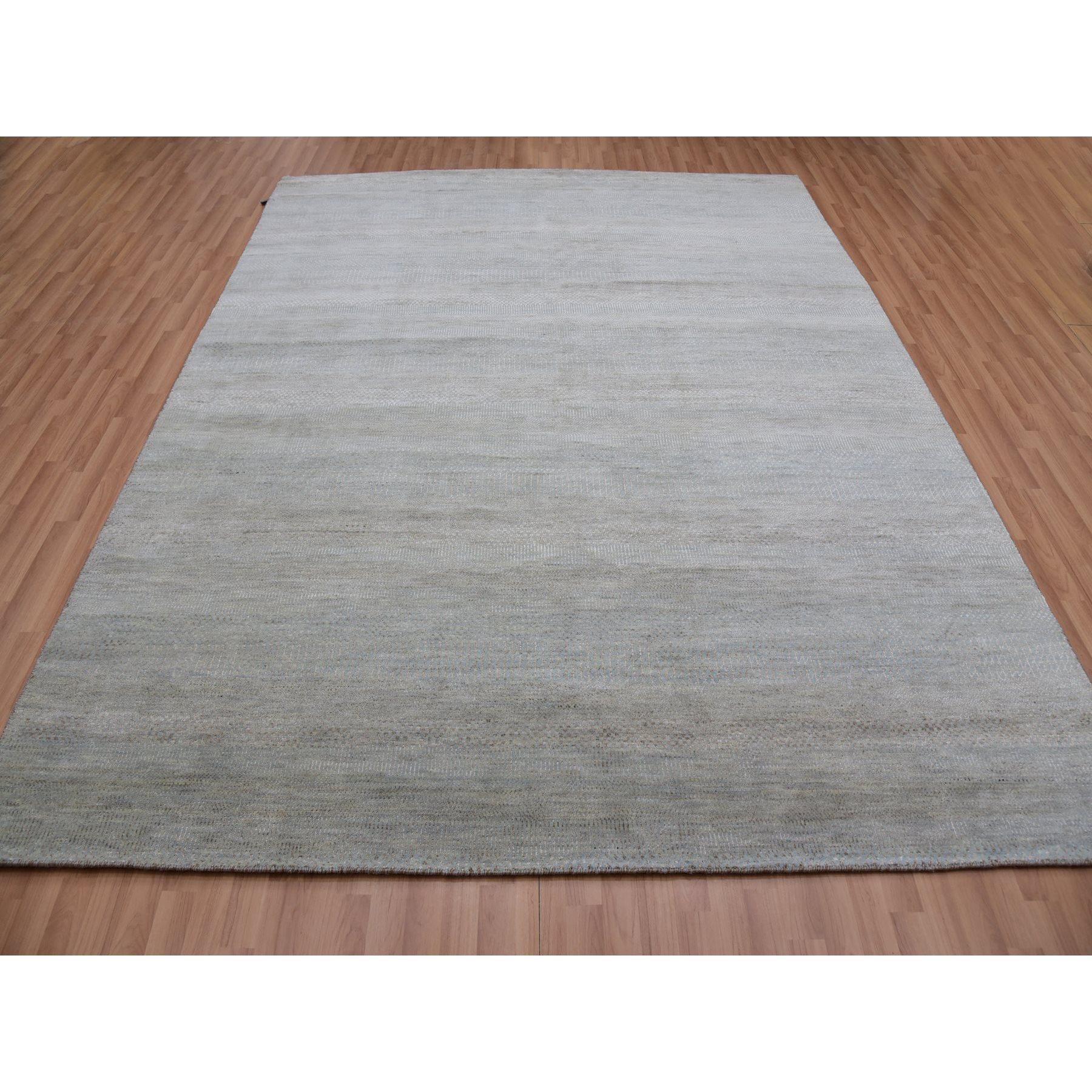 8'x10' handgeknüpfter orientalischer Teppich aus weicher 100% Wolle in gehärtetem grauem Grasdesign (Moderne) im Angebot