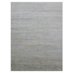 8'x10' Tapis d'Orient Gris Tempéré Grass Design Noué à la main Doux 100% Laine