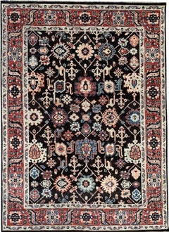8x10 Timeless Oriental Charcoal Traditional Geometric Hand Knotted Wool Rug