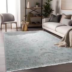 8x10 Traditional Floral Tessa Beige Handknotted Wool Nain Carpet Rug