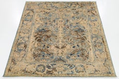 8x10 Transitional Bidjar Style Blau & Beige Handgeknüpfter Wollteppich