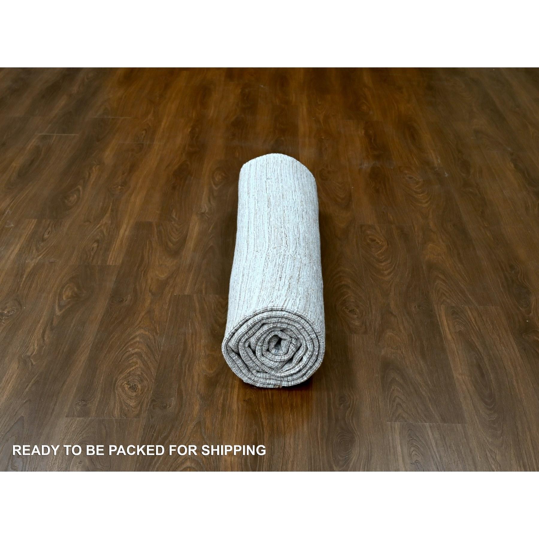 8'x10' Umber Brown Hand Loomed Wool and Plant Based Silk Modern Design Rug in vendita 1