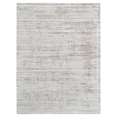 8'x10' Umber Brown Hand Loomed Wool and Plant Based Silk Modern Design Rug