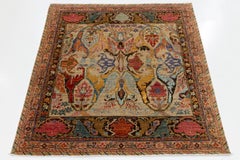 8x10 Vibrant Modern Bidjar Style Abstract Floral Wool Area Rug In Beige