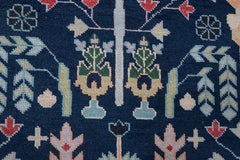 8x10, Oushak Rug, Navy Blue & Ivory, Hand-Knotted Wool Rug ( JC-7885)