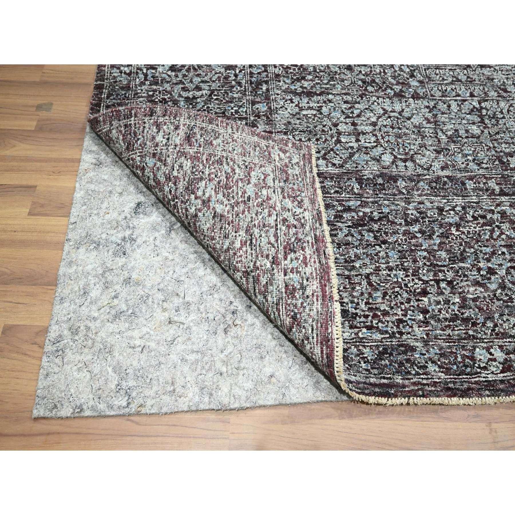 Indian 8'x10' Wine Red 14th Century Influence Mamluk Design Hand Knotted Wool Rug For Sale