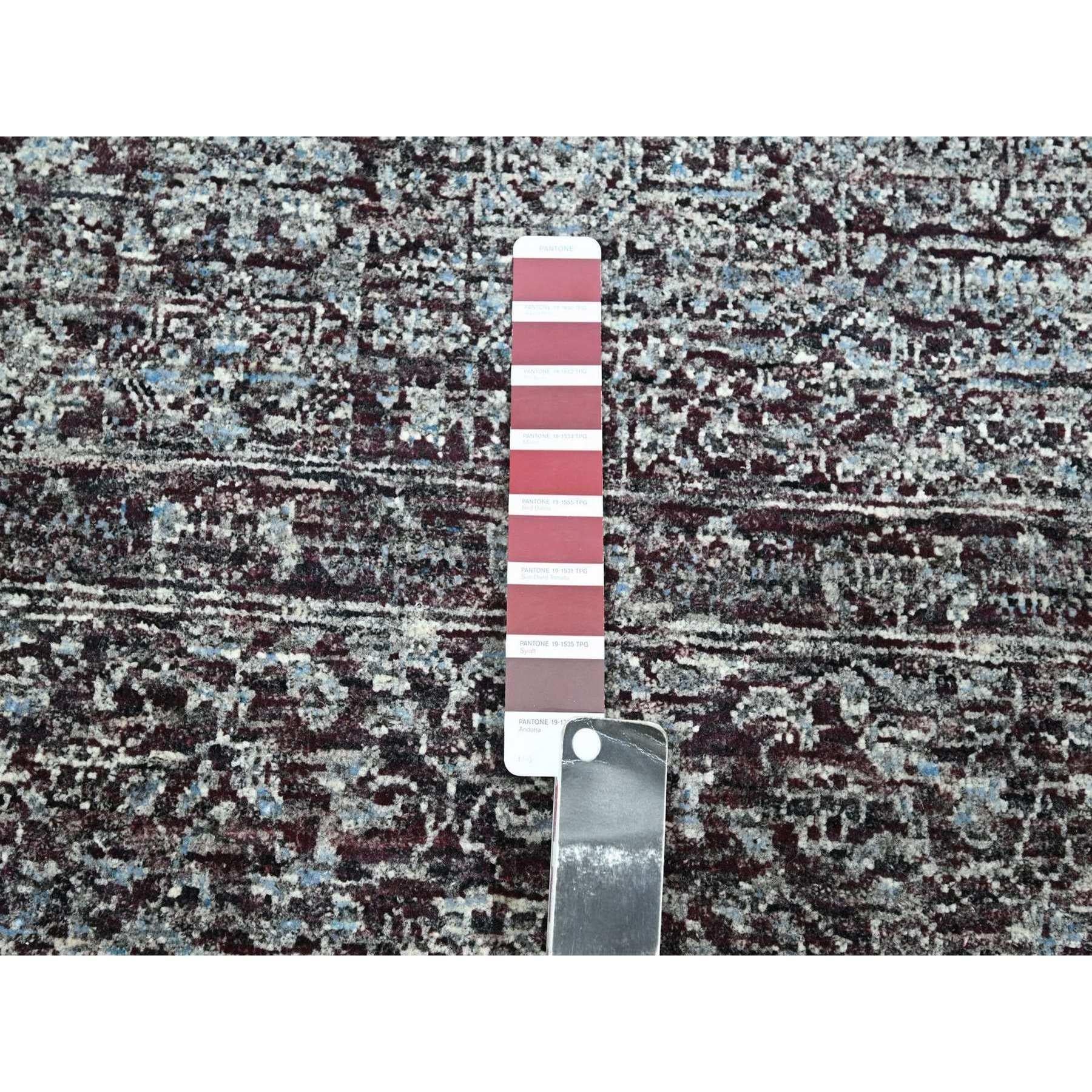 Contemporary 8'x10' Wine Red 14th Century Influence Mamluk Design Hand Knotted Wool Rug For Sale