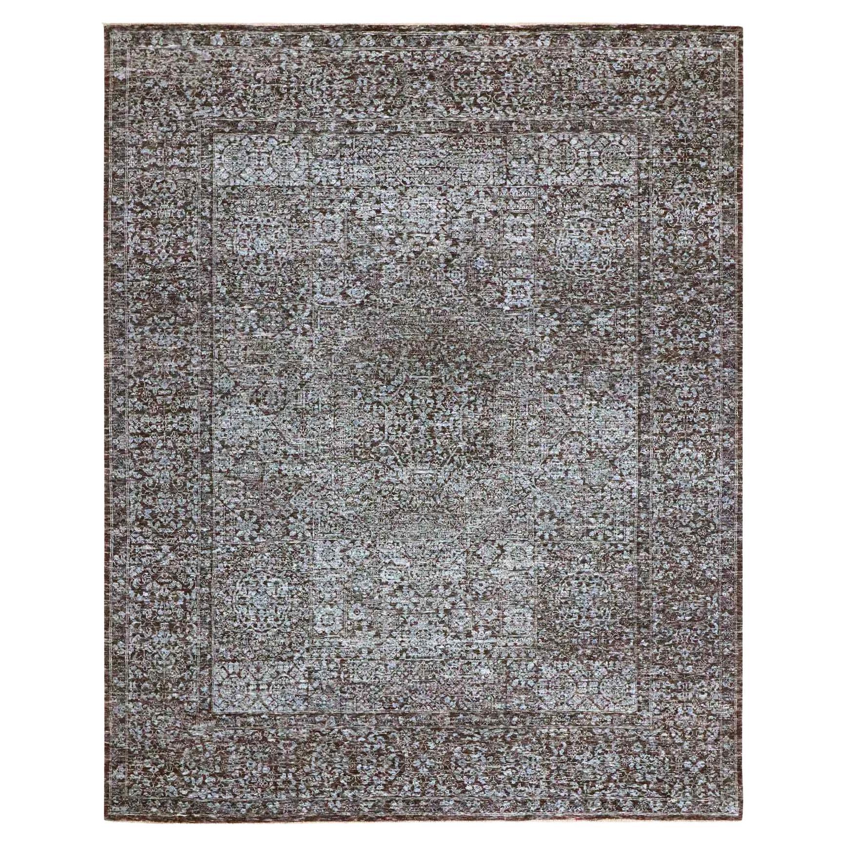8'x10' Wine Red 14th Century Influence Mamluk Design Hand Knotted Wool Rug For Sale