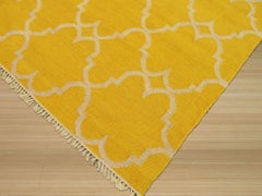 8x10 Xena Timeless Yellow Geometric Trellis Modern Hand Knotted Wool Carpet Rug