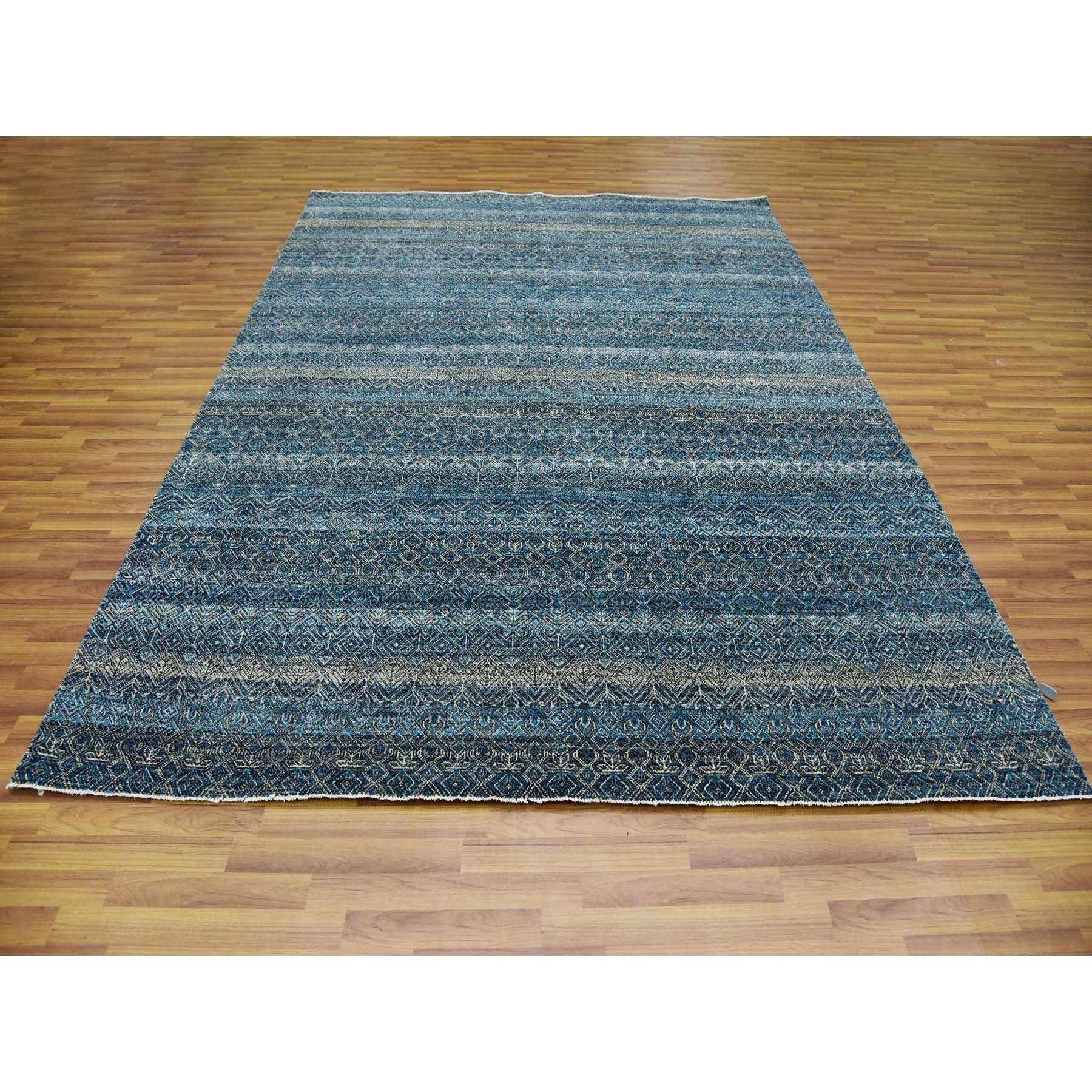 Moderne 8'x10' Bleu Yale Tapis 100% laine noué à la main Kohinoor Design/One en vente