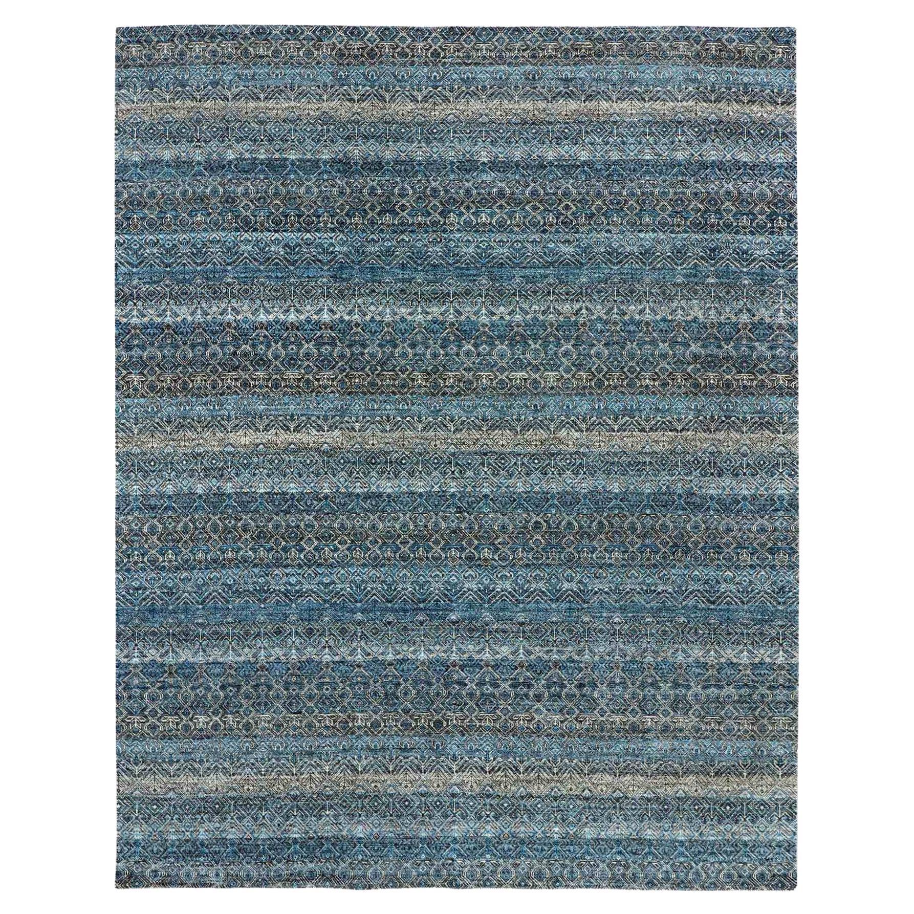 8'x10' Alfombra Yale Azul Anudada a Mano Diseño Kohinoor Herat 100% Lana