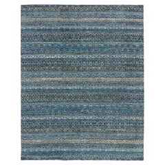 8'x10' Yale Blue Hand Knotted Kohinoor Herat Design 100% Wool Rug