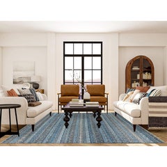 8'x10' Yale Blue, Kohinoor Herat Design, 100% Wool Hand Knotted Rug