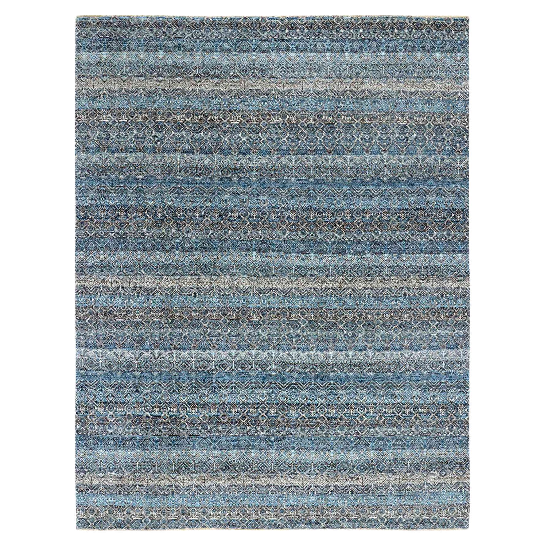 8'x10' Yale Blue, Kohinoor Herat Design, 100% Wool Hand Knotted Rug