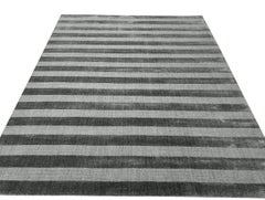 8x10 Yara Verlockend Graue Streifen Geometrisch Modern Handgefertigt Wollteppich Teppich