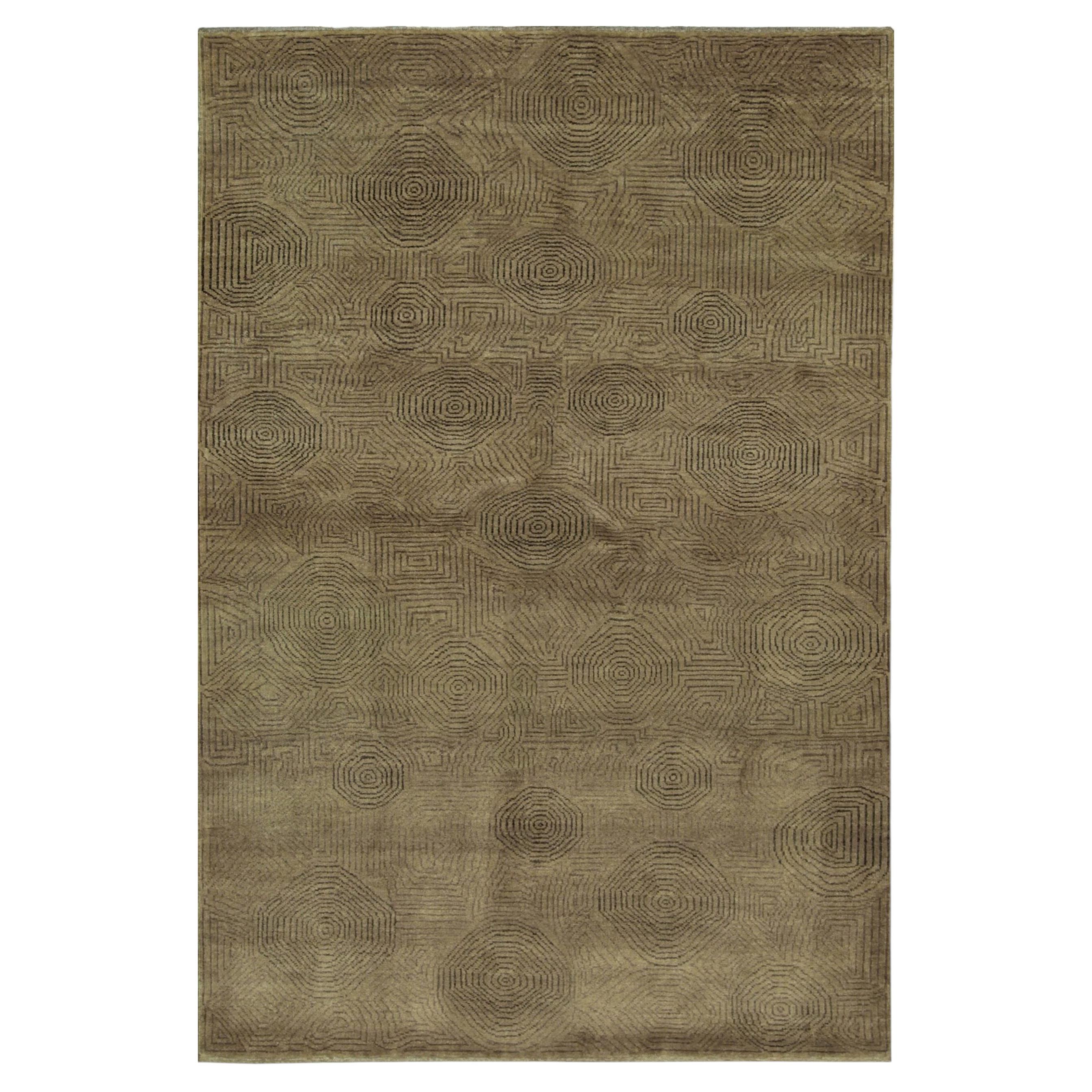 8x10 Yara Brown Geometric Contemporary Hand Knotted Wool Carpet Rug