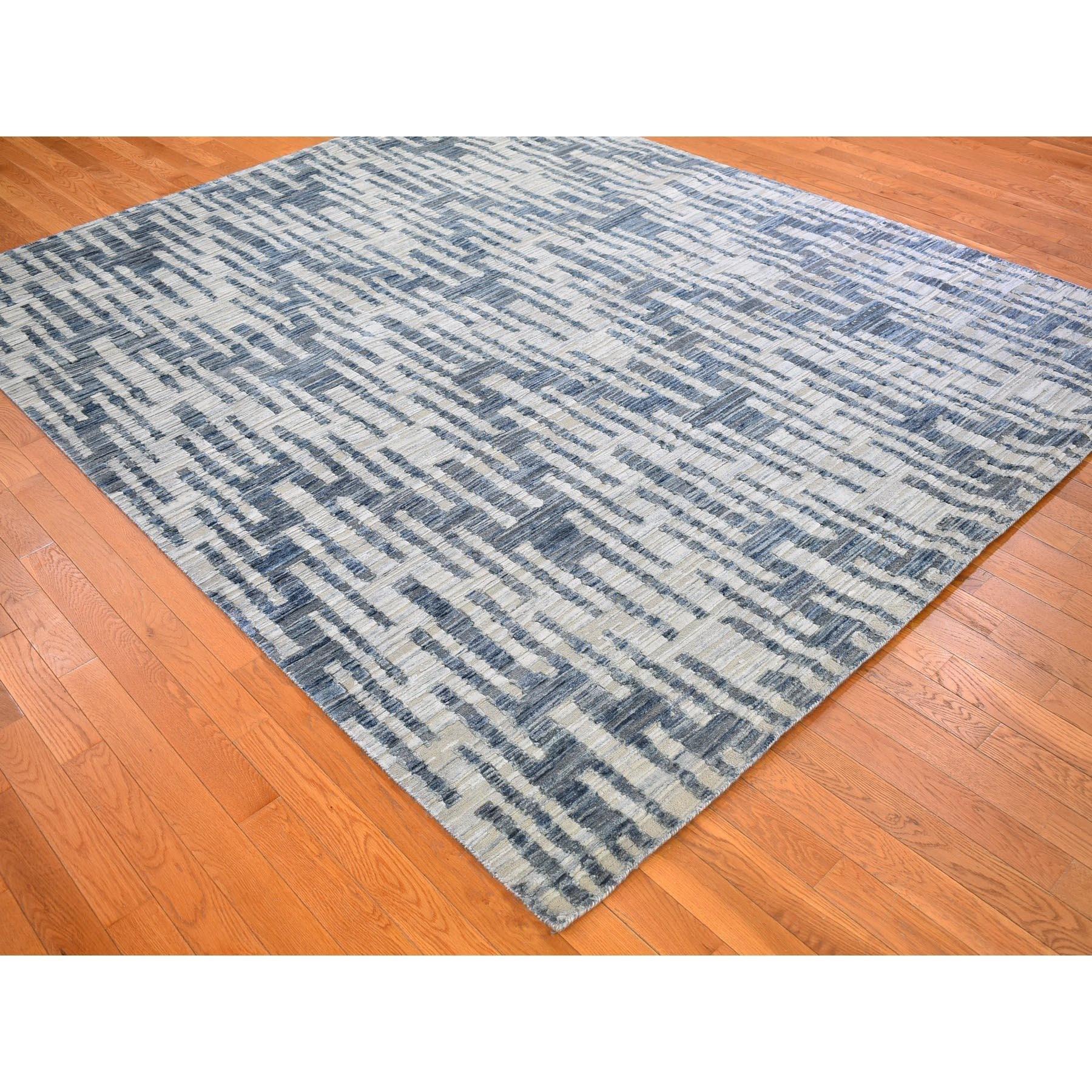 Indiano 8'x10' Zigzag con disegno grafico Tappeto in pura seta e lana testurizzata annodato a mano in vendita