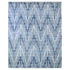 8'x10' Zigzag avec Design Graphique Pure Soie et Laine Texturée Tapis Noué à la Main