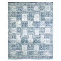 8
x10
1" Aegean Blue Garden Design Tone on Tone Hand Knotted Pure Wool Rug