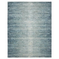 8
x10
1" Aegean Blue Horizontal Ombre Design Pure Wool Hand Knotted Rug