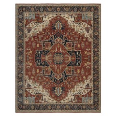 8'x10'1" Auburn Red Antiqued Fine Heriz Re-Creation Pure Wool Hand Knoted Rugs