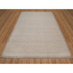 8'x10'1" Beaver Brown Hand Knotted Modern Design Natural Undyed Wool Rug