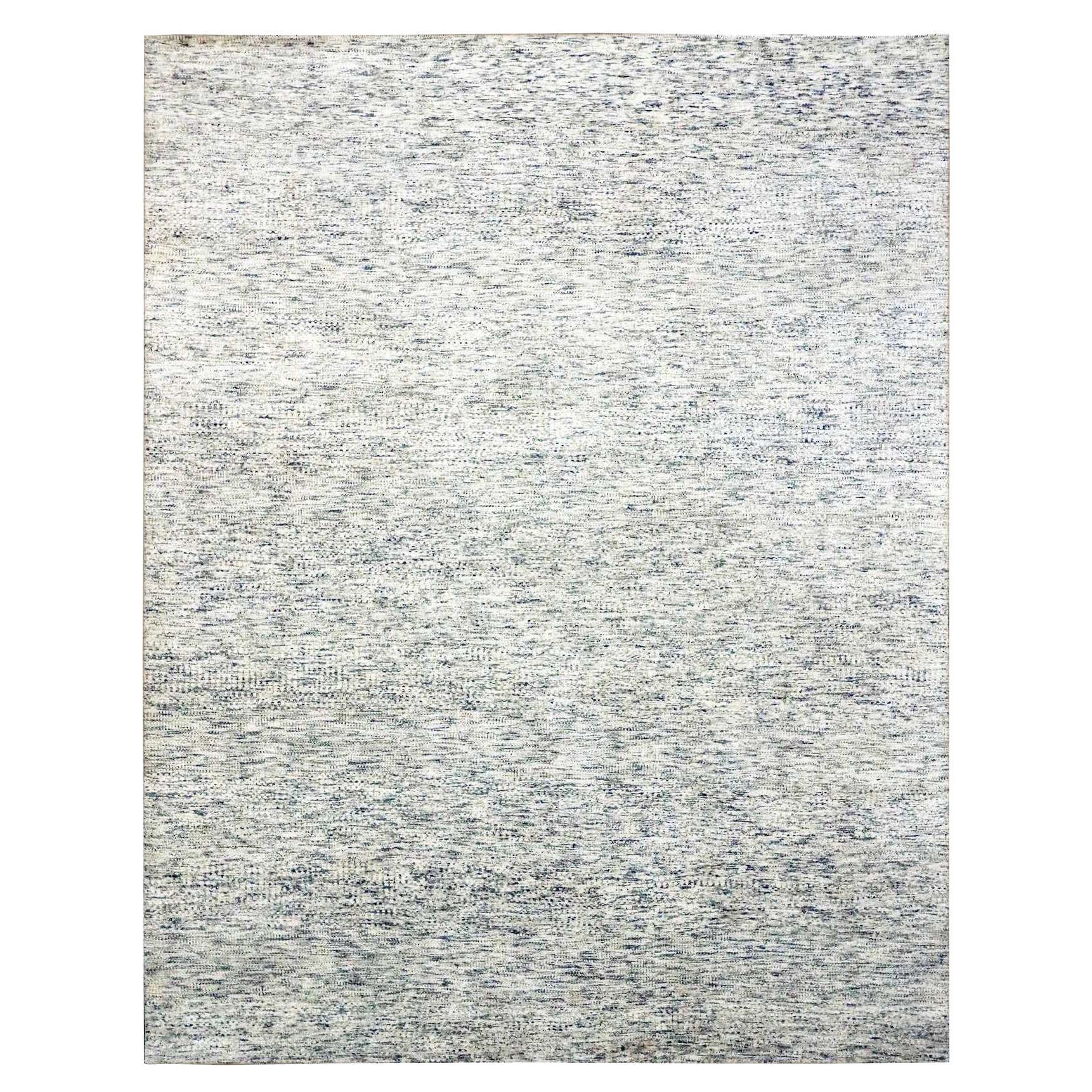 8'x10'1" Beige Tapis en laine organique nouée à la main à motifs poivre et sel en vente