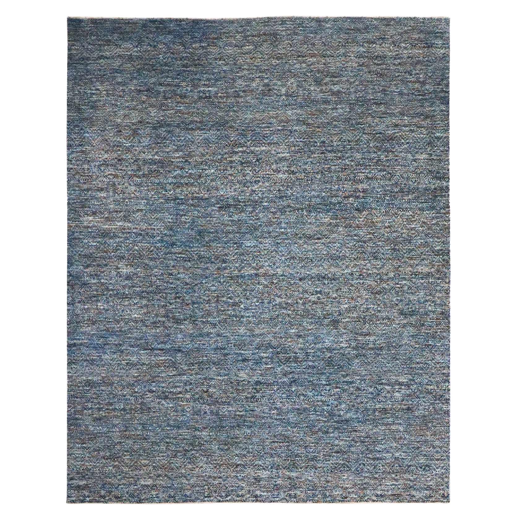 8'x10'1" Bleu Kohinoor Herat Motif géométrique Tapis de laine noué à la main