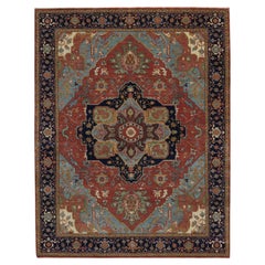 8'x10'1" Rojo Ladrillo Antiguo Fina Re-Creación Heriz Anudada a Mano Alfombra de Lana Suave