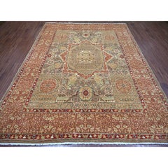 8'x10'1" Brown 14th Century Mamluk Dynasty Pattern Hand Knotted Pure Wool Rug