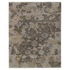 8'x10'1" Brown Hand Knotted Borderless Oushak All Over Leaf Design Wool Rug