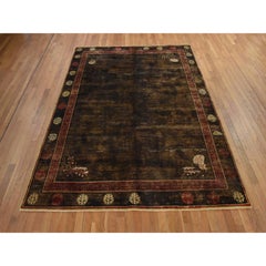 8'x10'1" Brown Pure Silk Khotan Design Soft and Plush Hand Knotted Oriental Rug